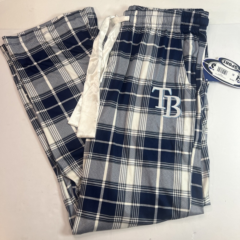 Concepts Sport Women's Blue/White Tampa Bay Rays Ashford Plaid Pjs Size Med-New